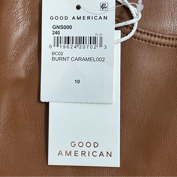 NWT Good American Better Than Leather Good Icon Pants Burnt Caramel Size 10 / 30 - Picture 6 of 10